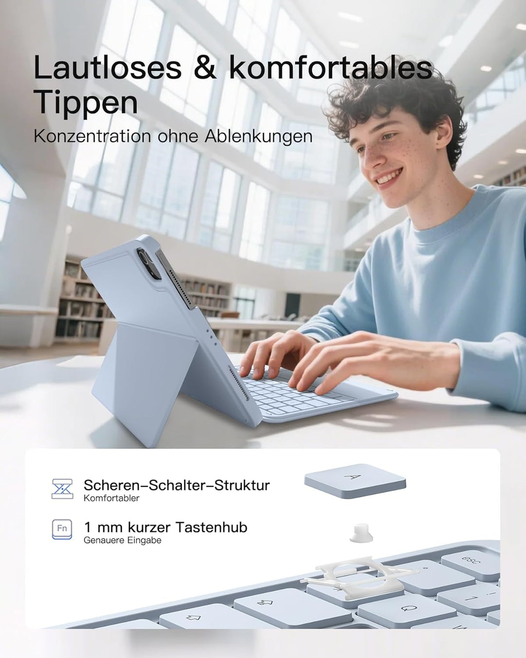 Inateck Hülle mit Tastatur,Ultraleichte Tastatur für iPad 10/11 Generation A16 2025 11 Zoll,iPad Air