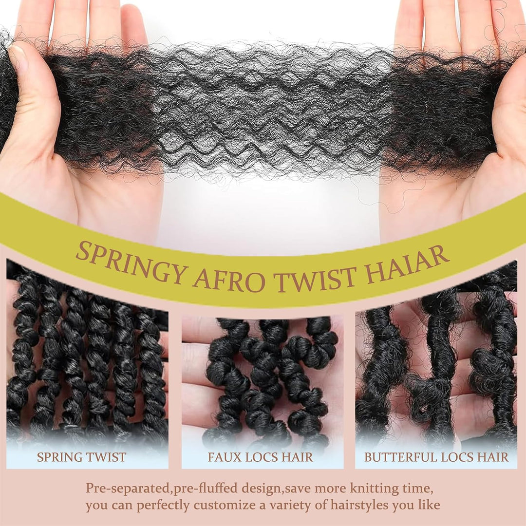 LPARMJIT Springy Afro Twist Haar 16 Zoll 8 Packungen Vorgetrennte Kinky Marley Twist Flechten Haar F