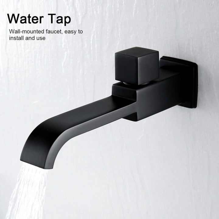 G1/2 Waschbecken Wasserhahn - Wand Kaltwasser Gewerbe Bleifrei Badezimmer Zubehör - Schwarz Matt Küc