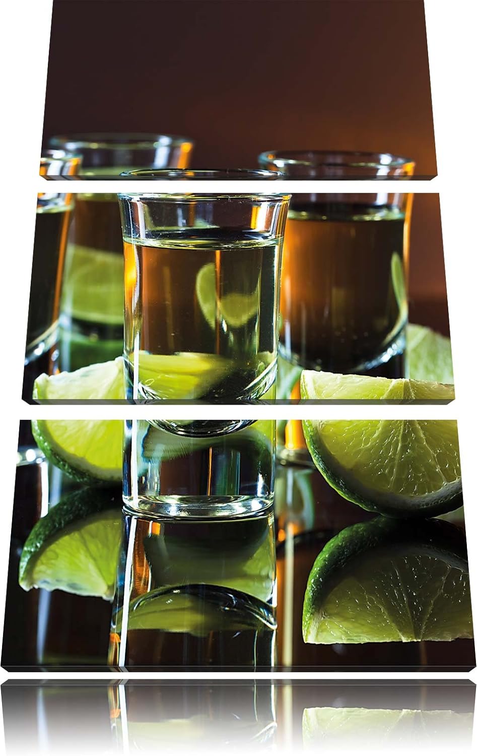 Pixxprint Tequila mit Limetten 3-Teiler Leinwandbild 120x80 Bild auf Leinwand