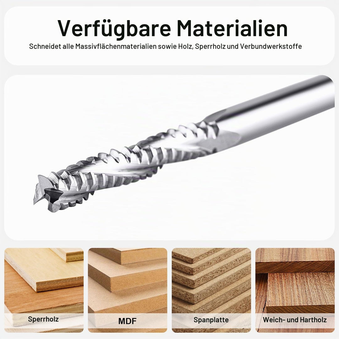 SpeTool Schruppfräser 6 mm Schaftdurchmesser Vollhartmetall Fräser 3 Flöten CNC-Maschinenfräser