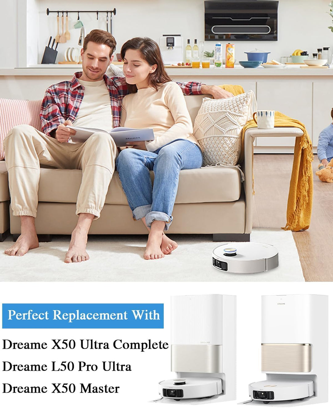 Zubehörset für Dreame X50 Ultra Complete//L50 Pro Ultra/X50 Master Saugroboter, 2 Hauptbürste, 4 Fil