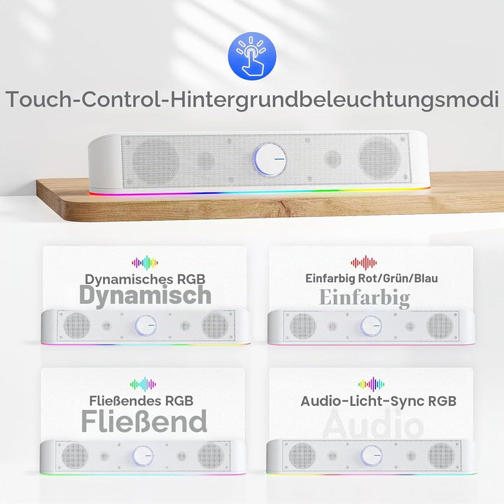 Redragon GS560 Adiemus RGB Desktop-Soundbar, 2.0-Kanal-Computerlautsprecher mit dynamischer Lichtlei