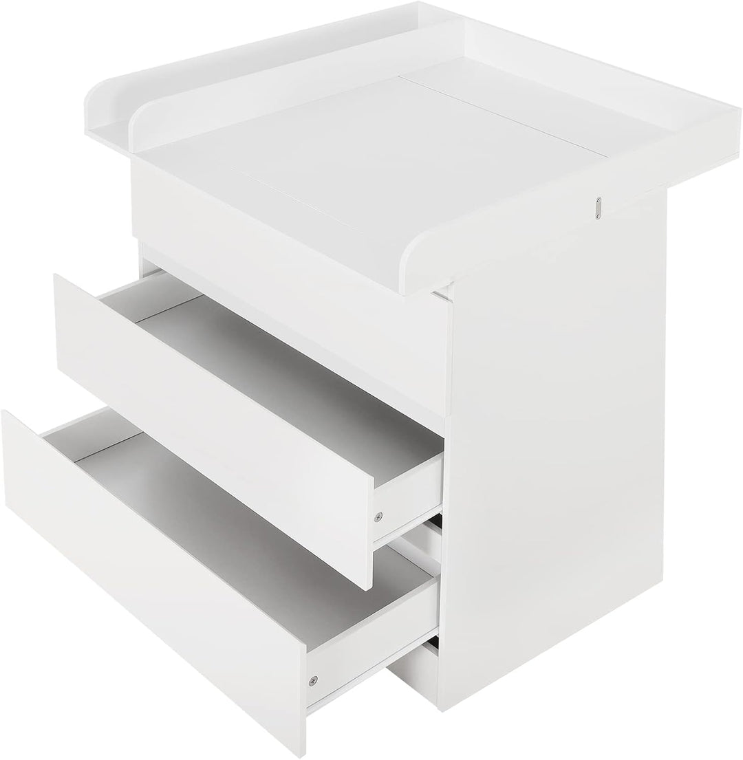 WOLTU Wickelkommode mit Wickelaufsatz, Kommode mit 3 Schubladen, Wickeltisch mit geräuscharmen Metal
