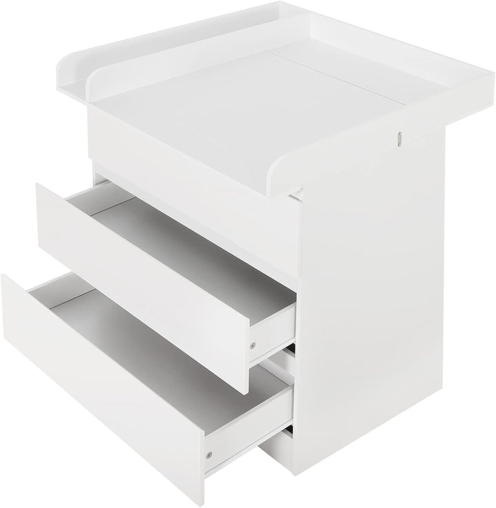 WOLTU Wickelkommode mit Wickelaufsatz, Kommode mit 3 Schubladen, Wickeltisch mit geräuscharmen Metal