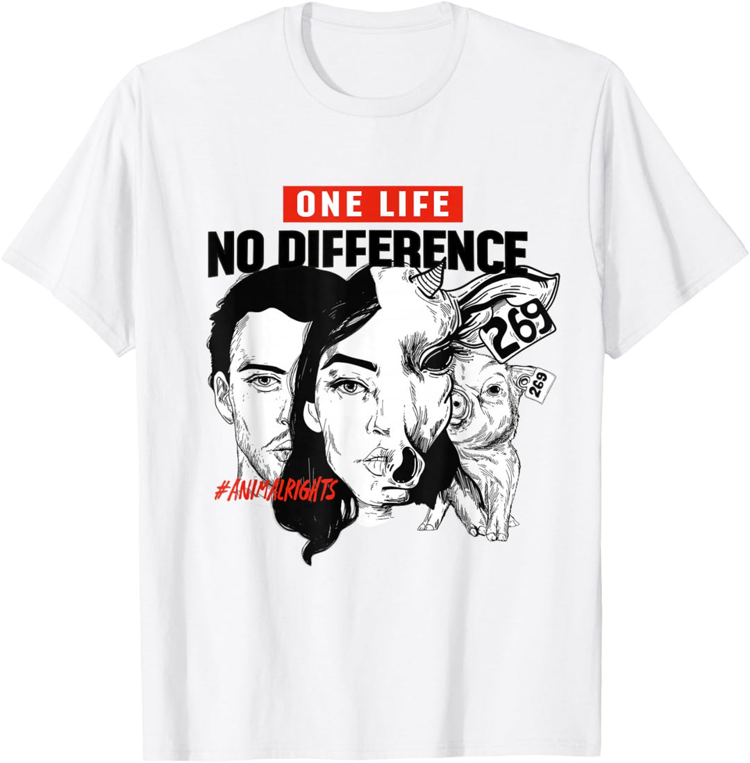 One Life Animal Rights Tierrecht Veganer Tierschutz Go Vegan T-Shirt