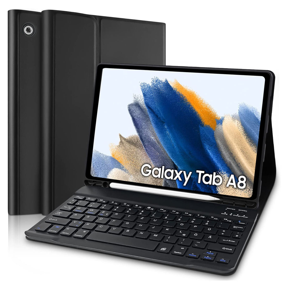 Samsung Galaxy Tab A8 Hülle mit Tastatur, QWERTZ Deutsches Layout Bluetooth Tastatur mit Stifthalter