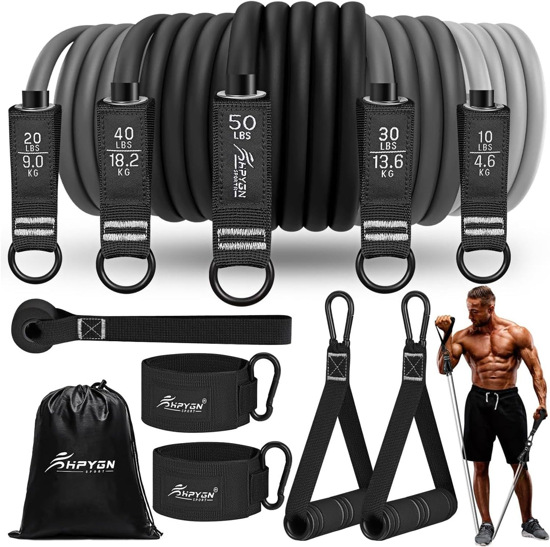 Fitnessbänder Set, 150lbs 200lbs 250lbs Resistance Bands 5 Verschiedene Stärken, Widerstandsbänder S