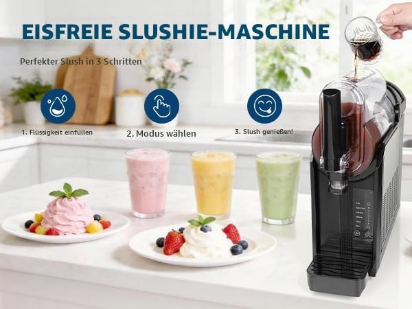 Slush Maschine für Zuhause 3,0L, 5-in-1 Eismaschine für Slushies, Cocktails, Milchshakes, Frappé &amp; F