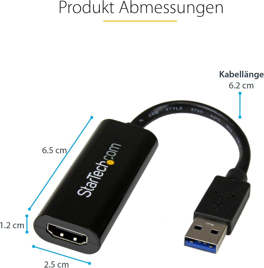 StarTech.com USB 3.0 auf HDMI Adapter - 1080p(1920x1200) - Kompakter USB auf HDMI Adapter für Monito