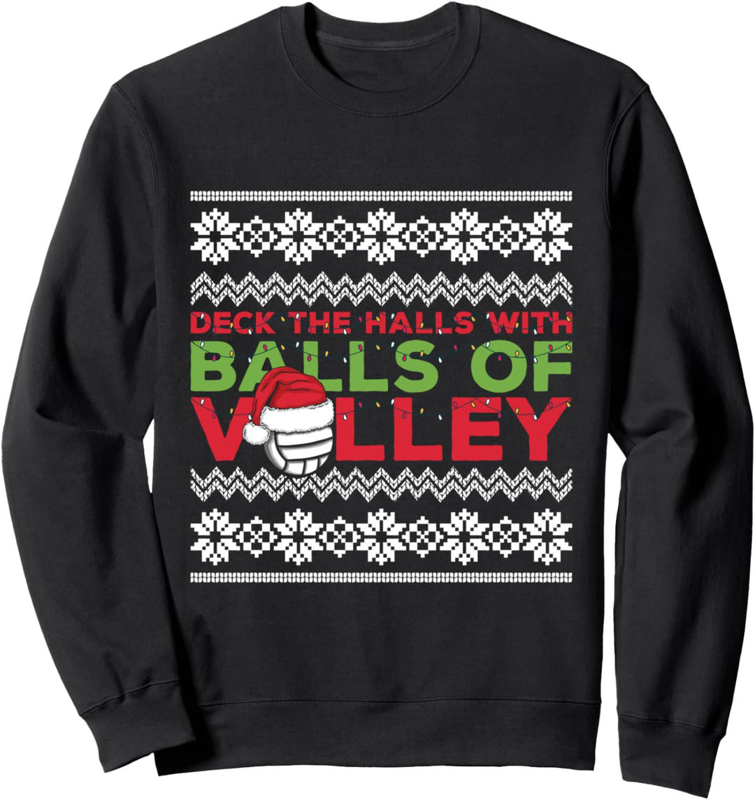 Volleyball Team Hässlicher Pullover Weihnachtsbeleuchtung Weihnachtsmütze Spass Sweatshirt