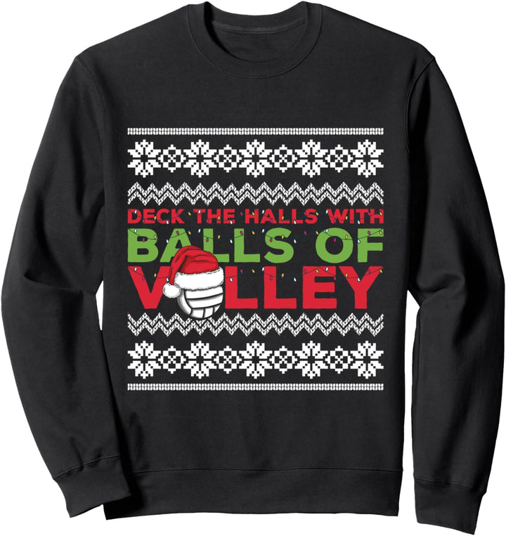 Volleyball Team Hässlicher Pullover Weihnachtsbeleuchtung Weihnachtsmütze Spass Sweatshirt