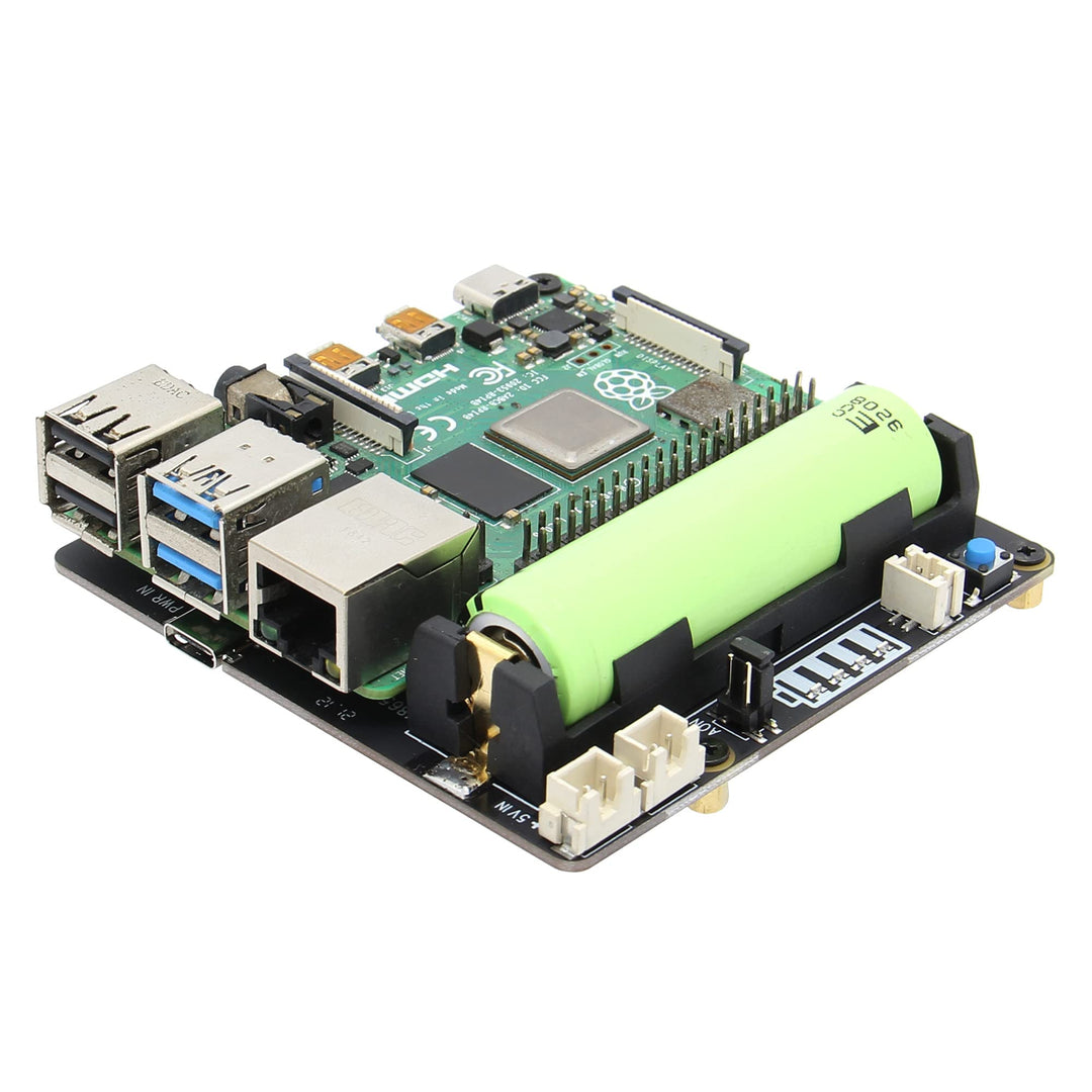 Geekworm Raspberry Pi 4 UPS X703, Ultra-compact 18650 UPS Shield with Auto Power On for Raspberry Pi