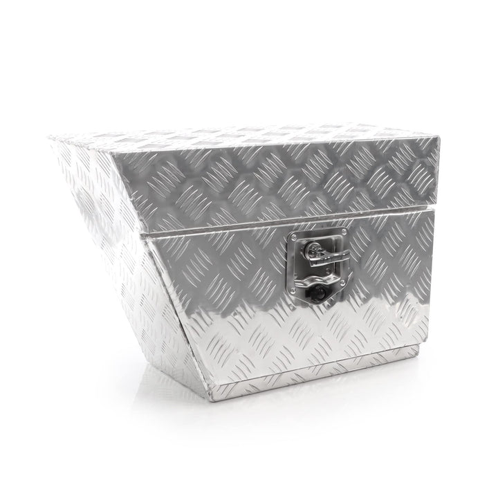 XPOtool Aluminium Unterflurbox Links 60x25x40cm Deichselbox bis 50 Liter Staubox mit 2 Schlüsseln