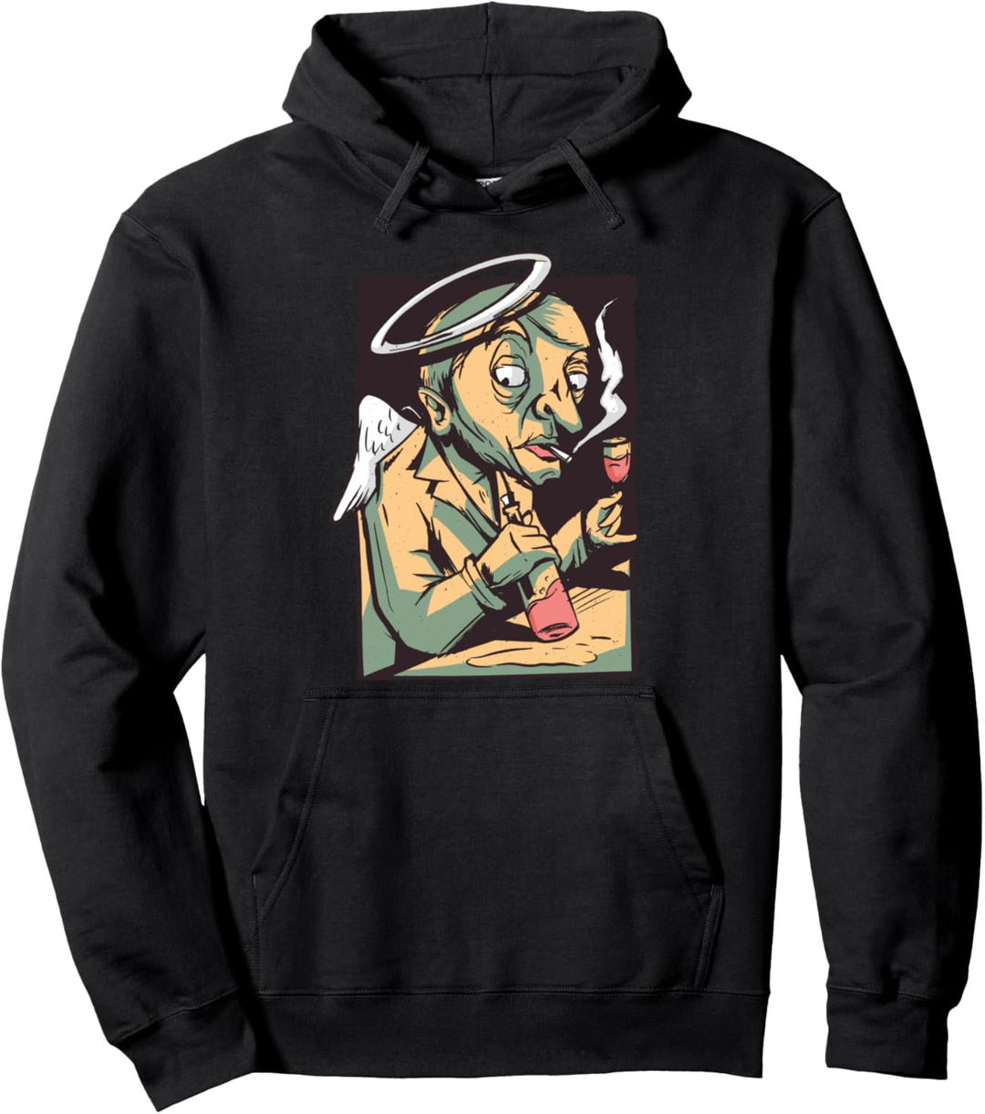 Engel trinkt Wein Pullover Hoodie