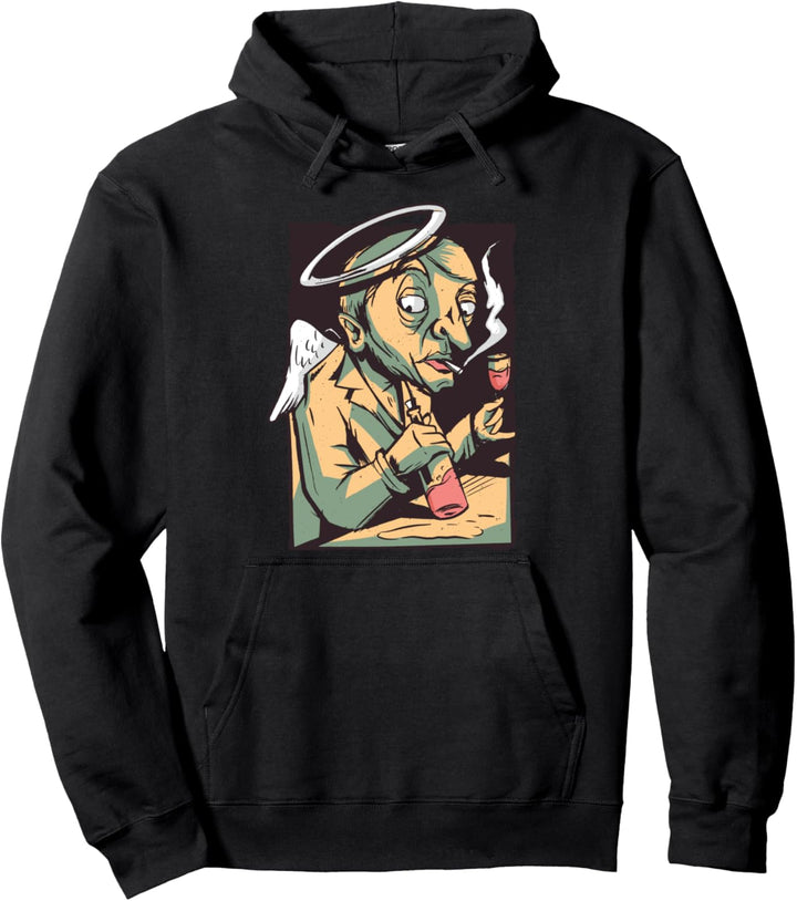 Engel trinkt Wein Pullover Hoodie