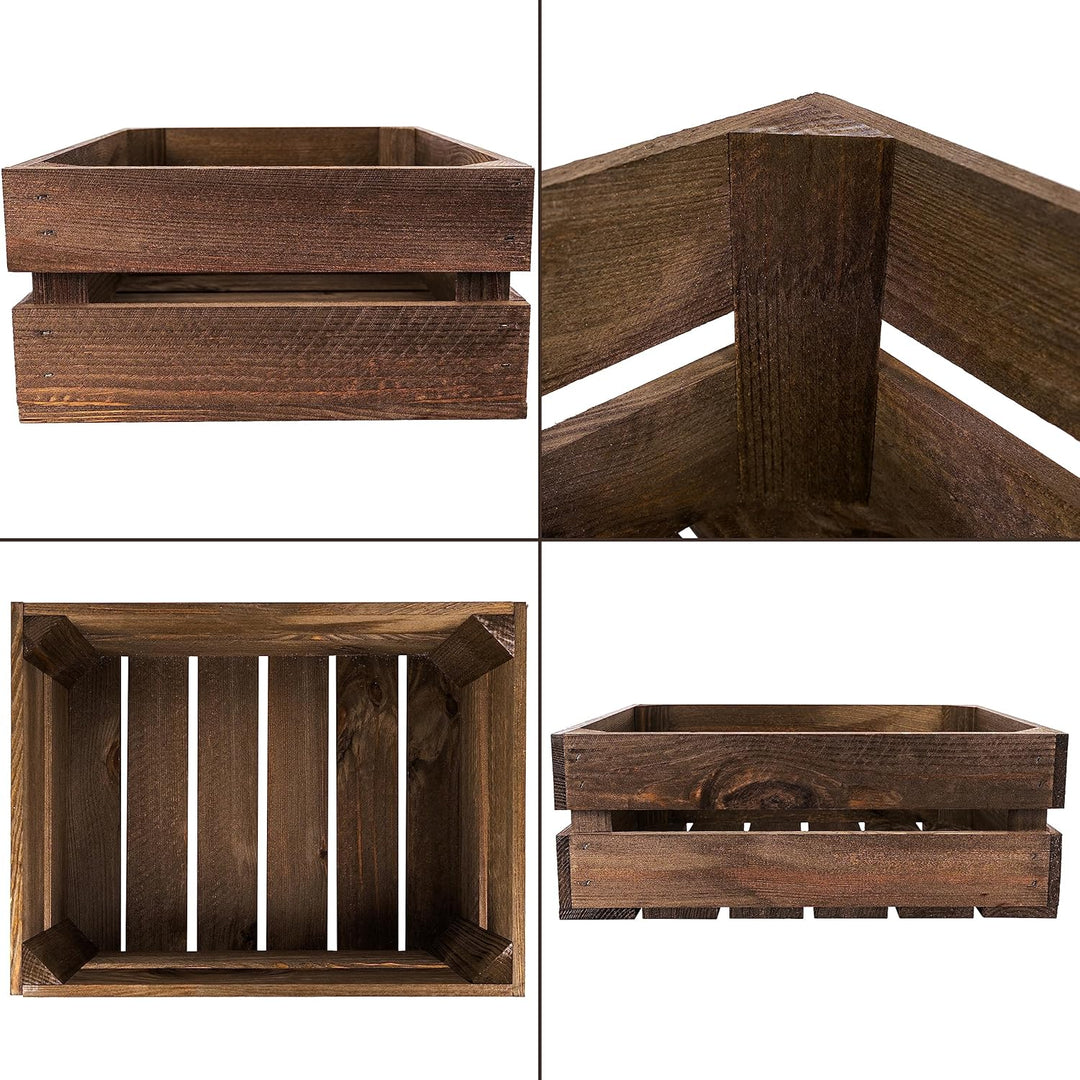 Creative Deco 3 x Holzkiste Wenge | Weinkisten Set Obstkiste Holz | 40 x 30 x 15 cm | Geschliffen |
