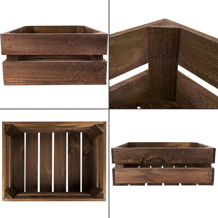 Creative Deco 3 x Holzkiste Wenge | Weinkisten Set Obstkiste Holz | 40 x 30 x 15 cm | Geschliffen |