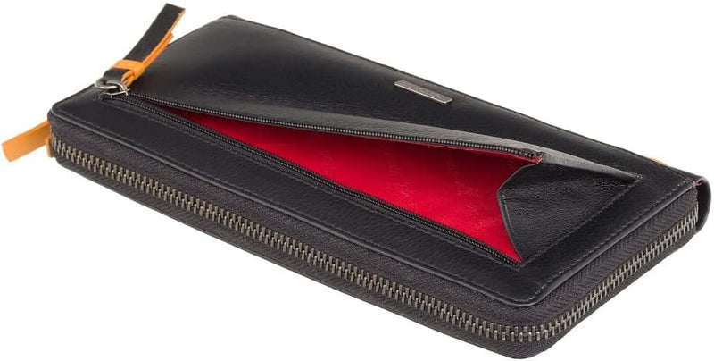 VISCONTI 100% Pur Leder Damen Portemonee RFID Schutz Geldbeutel XL Geldbörse mit Reissverschluss für
