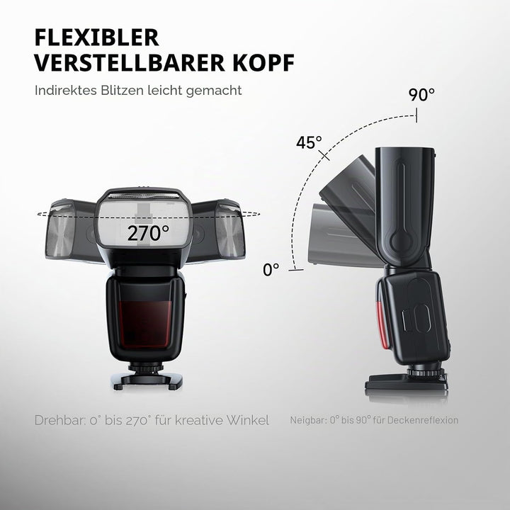 PHOTOOLEX Blitz Flash Speedlite für Canon Nikon Sony Panasonic Olympus Pentax Fujifilm Sigma Minolta