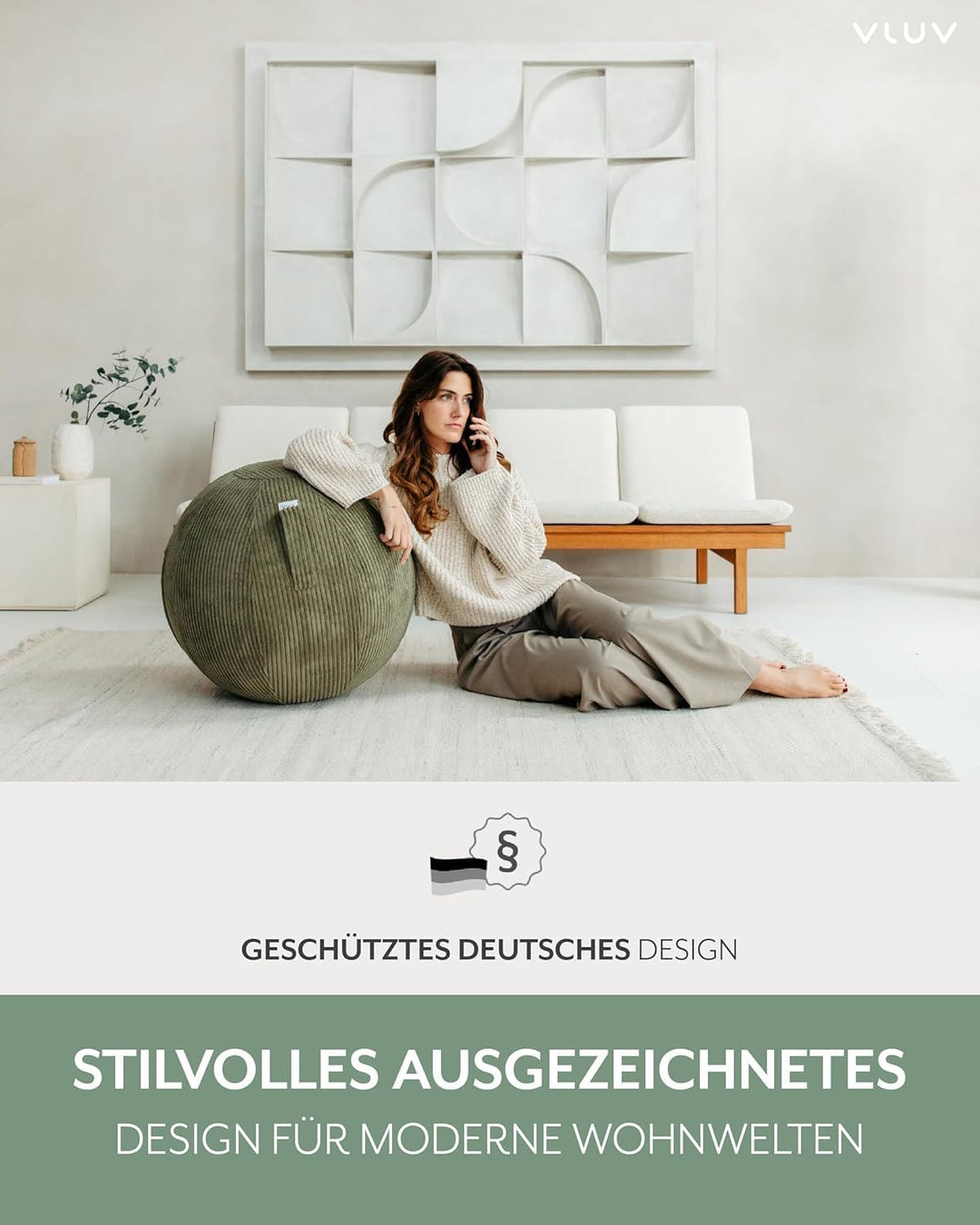 VLUV® BOL VLIP Sitzball Büro Ergonomisch [Atmungsaktiv mit Tragegriff und Wegrollschutz] Waschbarer