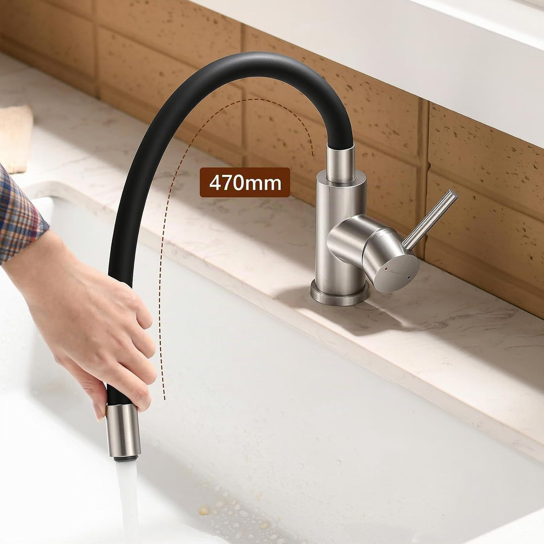 Wasserhahn Küche mit verchromtem flexible Auslaufbrause Spültischarmatur 360° schwenkbar Küchenarmat