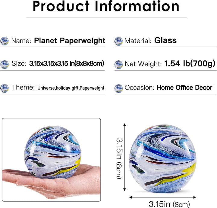 Handgeblasene Glasfiguren, Kugel, Planet, Briefbeschwerer für Geburtstagsgeschenk (weisser Stern) We