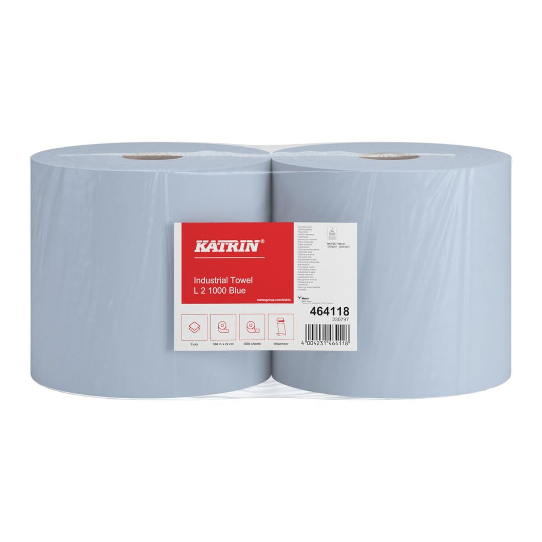 2-lagige blaue Putztuchrollen | 22x36 cm | 1000 Abrisse pro Rolle | perforiert | verleimt | pro Roll