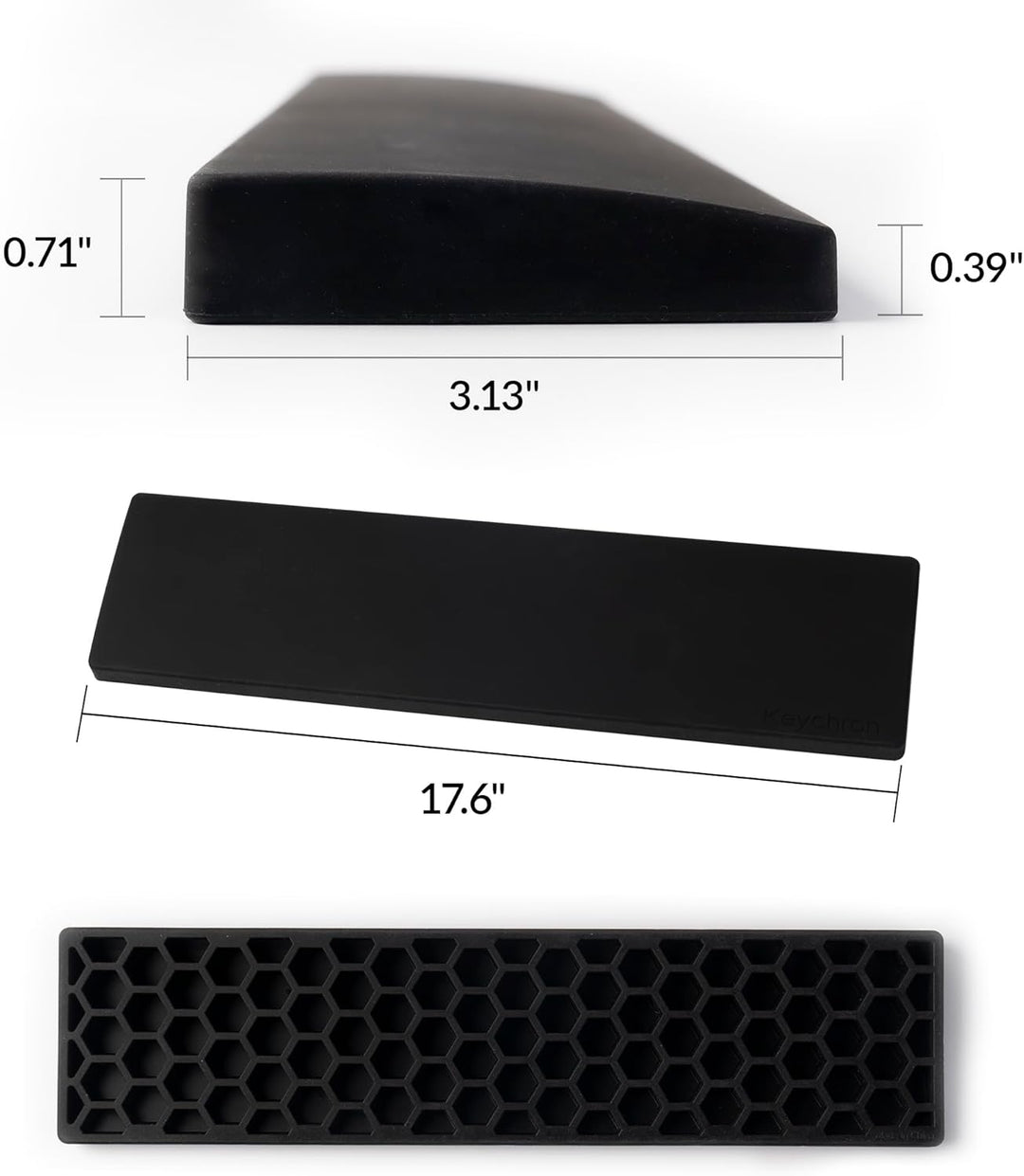 Keychron 447mm (17.6") Silicone Wrist Rest – Smooth & Washable Typing Support with Honeycomb for Ful