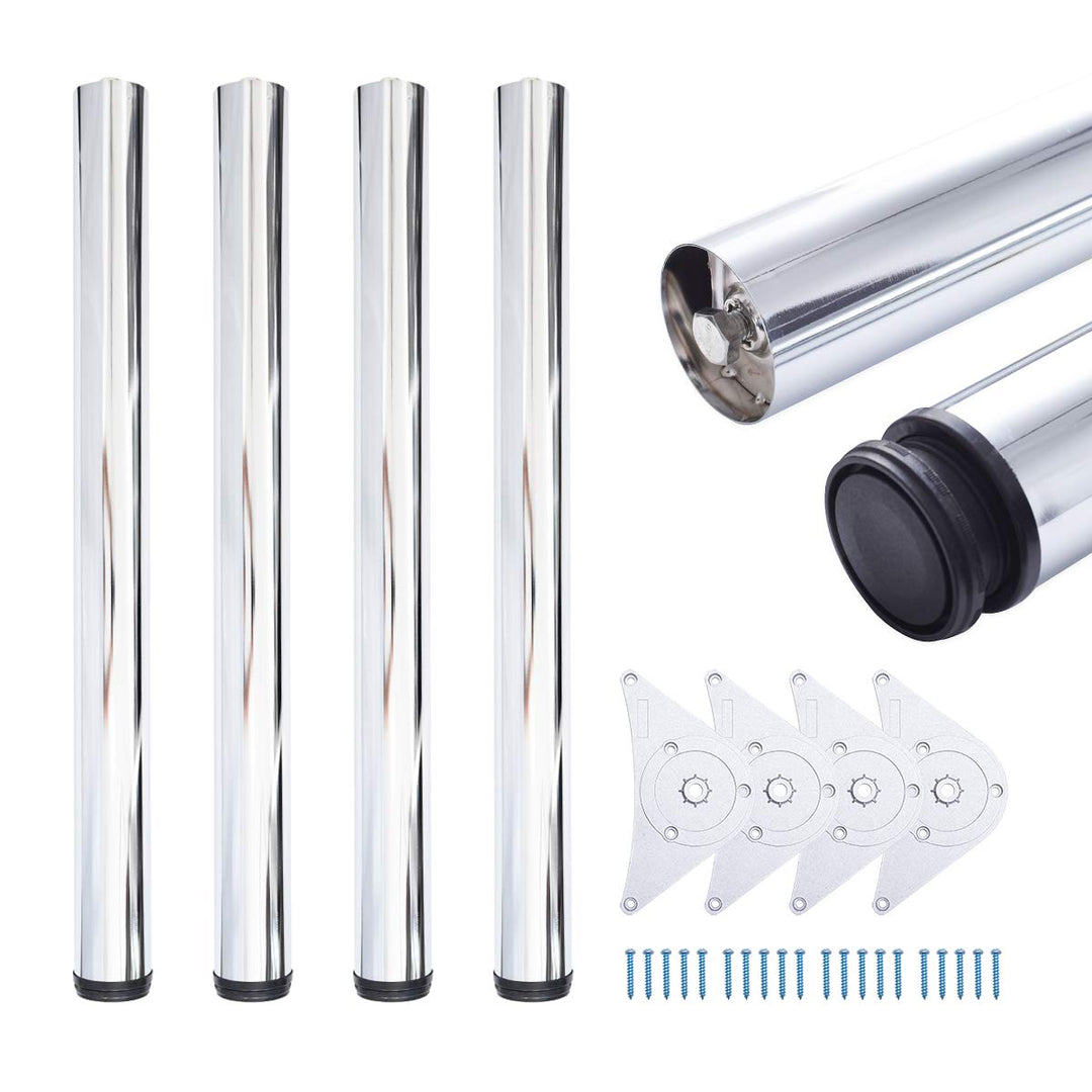 Sossai® Premium Tischbeine TBCH | höhenverstellbar | Design: Chrom | 4 Stück | Höhe: 71 cm (710 mm)