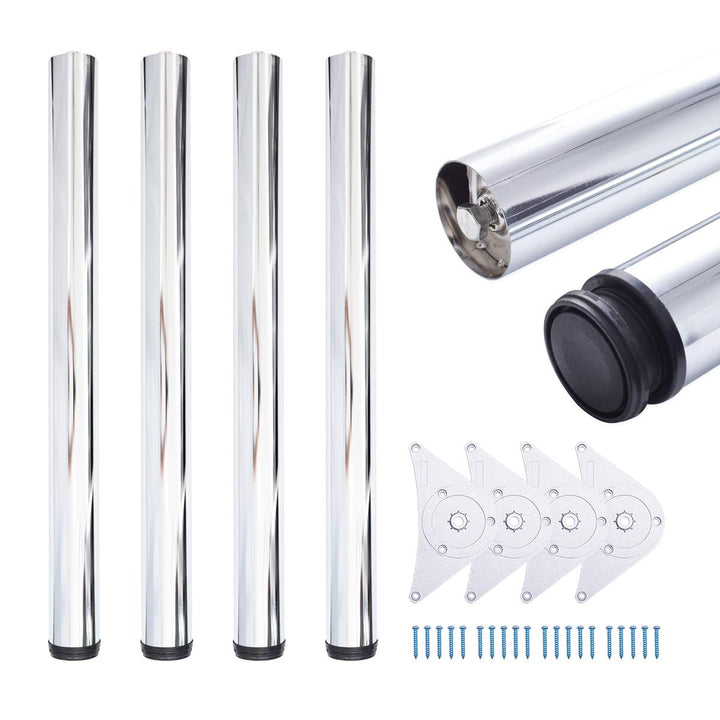 sossai® Premium Tischbeine TBCH | höhenverstellbar | Design: Chrom | 4 Stück | Höhe: 82 cm (820 mm)