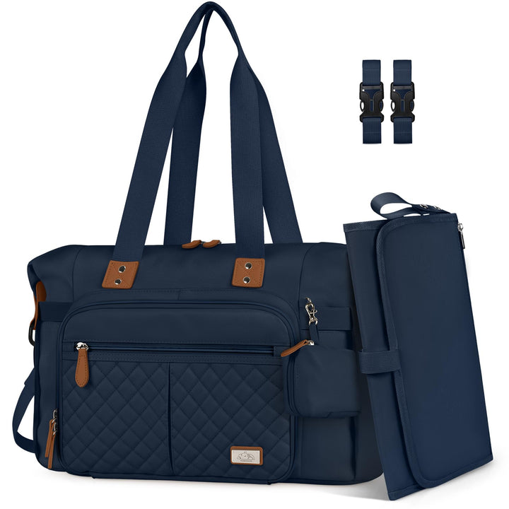 RAINSMORE Baby Wickeltasche Gross mit Schnullertasche und Wickelunterlage Multifunktions Babytasche