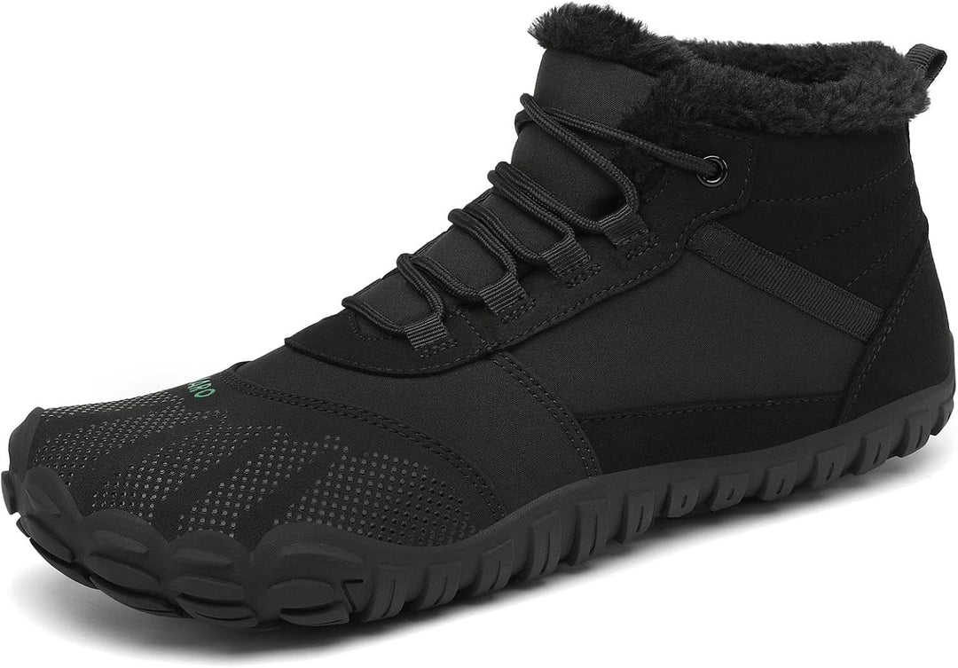 SAGUARO Barfussschuhe Gefüttert Herren Winterschuhe Damen Warm Winterstiefel, Schwarz