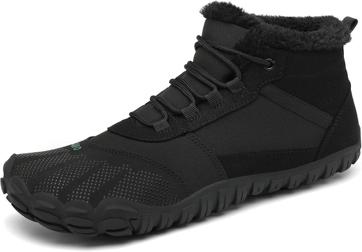 SAGUARO Barfussschuhe Gefüttert Herren Winterschuhe Damen Warm Winterstiefel, Schwarz