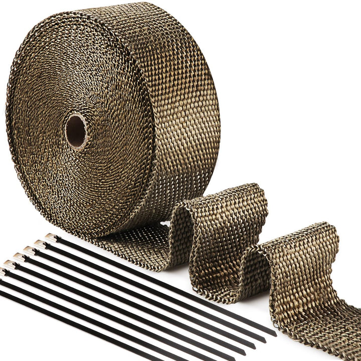 ilauke Hitzeschutzband Auspuffband, 15M*5CM Hitzeschutzband Auspuff Gelb mit 15 Edelstahl Kabelbinde