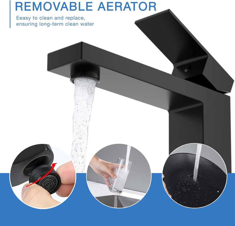 DETBOM Wasserhahn Bad 2er-Pack Matt Schwarz, extra hohe Armatur mit 250mm Auslaufhöhe für Aufsetzwas