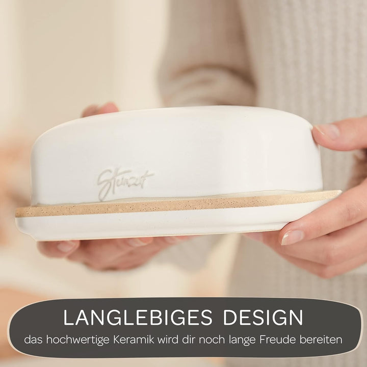 Steinzeit Design Butterdose - Butterdose Keramik für alle gängigen Butter (250gr) - Butterglocke und
