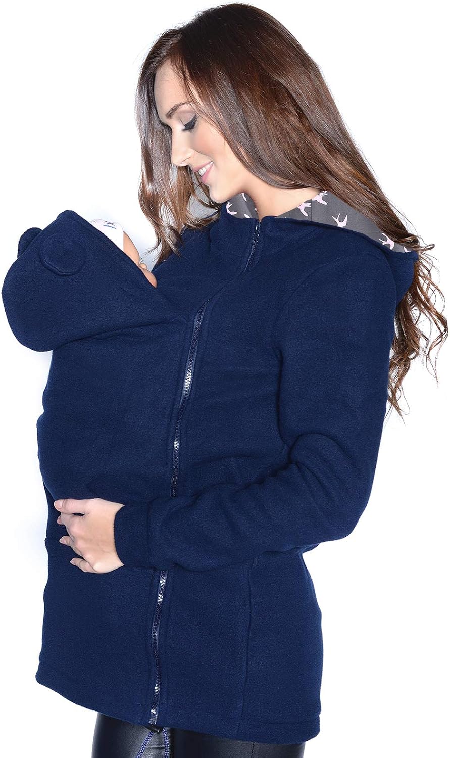 MijaCulture Tragejacke/Fleecepullover für Tragetuch Tragepullover für beide 3073A 40 Dunkelblau / Vö