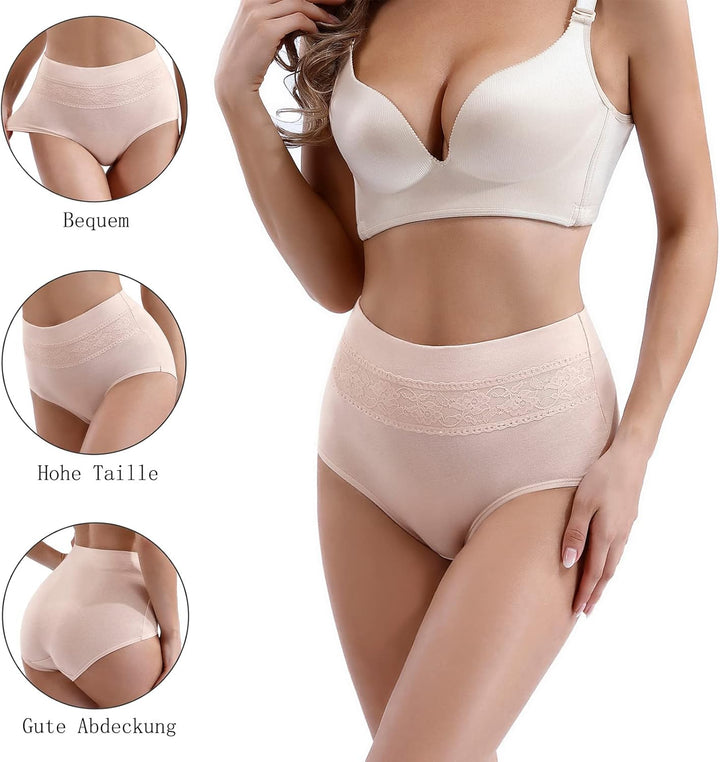 Xaanelr Damen Unterhosen Hipsters Stretch Baumwolle Hohe Taille Slips Weich Unterwäsche für Frauen M