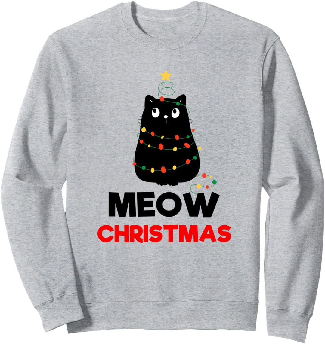 Enjoy Funny Christmas Cats Tree Lights, New Year Present Fun Sweatshirt