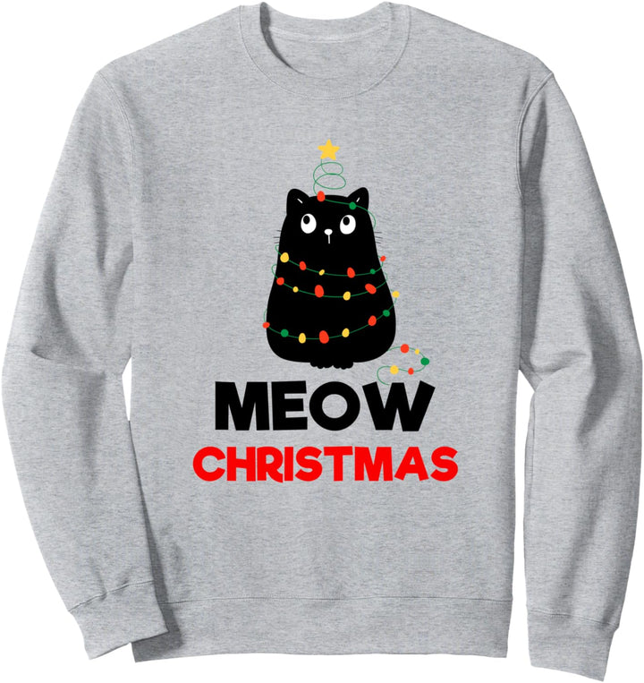 Enjoy Funny Christmas Cats Tree Lights, New Year Present Fun Sweatshirt