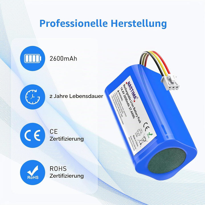 NASTIMA 14,4V 2600mAh Li-ion Ersatzakku für Proscenic 800T 820T 820S, Li-ion Akku für Proscenic PR-8