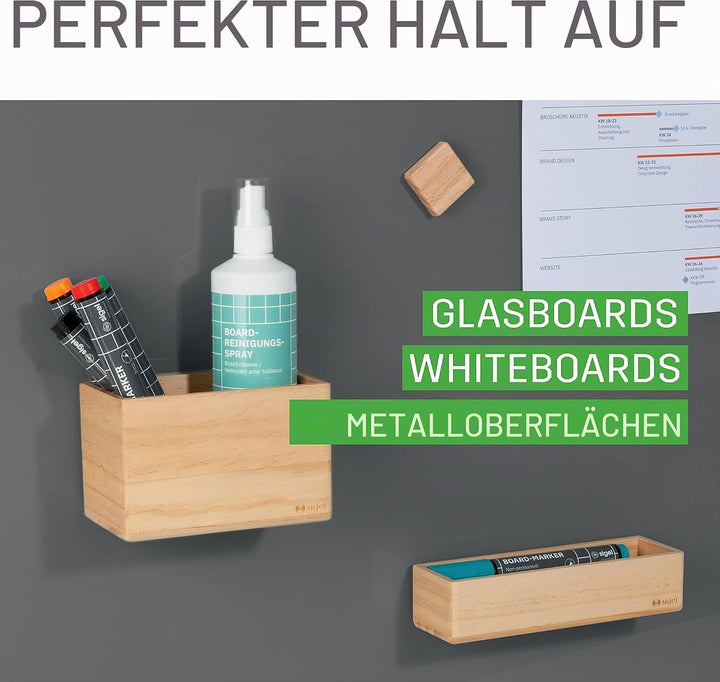 SIGEL BA401 magnetische Aufbewahrungsbox, beige, 13 x 8 cm, Massivholz Pinie, für Whiteboards und Gl