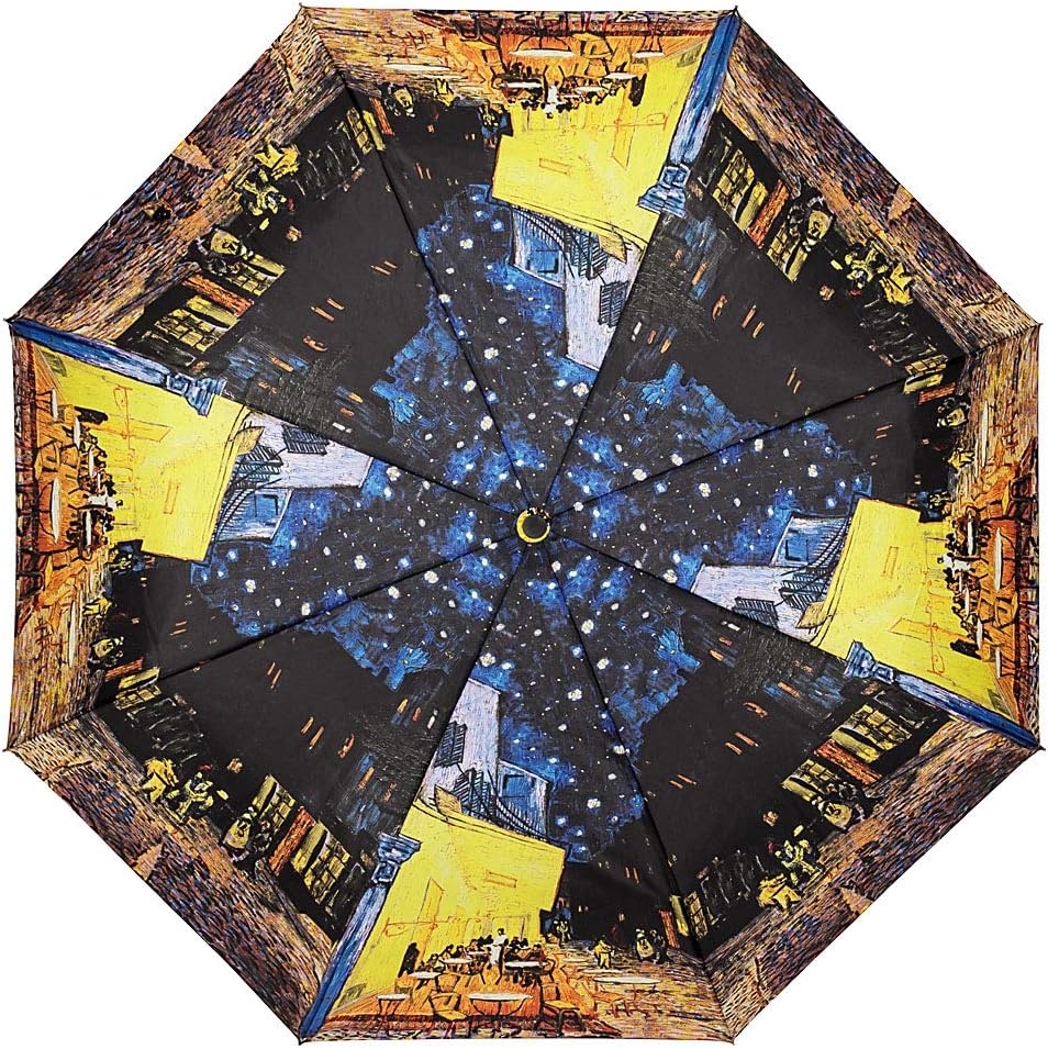 VON LILIENFELD Taschenschirm Regenschirm Vincent Van Gogh: Nachtcafé Windfest Auf-Zu-Automatik Stabi