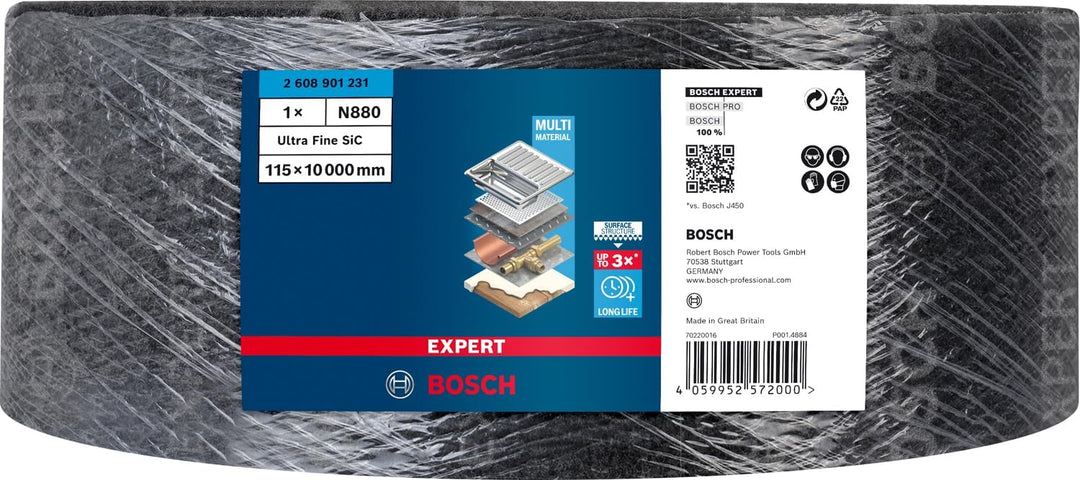 Bosch Professional 1x Expert N880 Vliesrolle (für Stahlbleche, Breite 115 mm, Länge 10 m, ultra fein