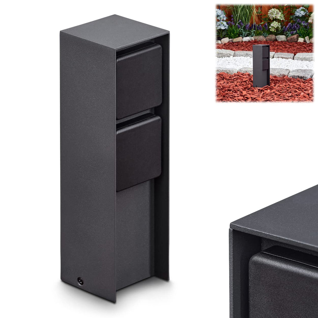 Steckdosensäule Reigolil, Steckdose mit Leuchte aus Metall/Kunststoff in Anthrazit/Schwarz, Steckdos