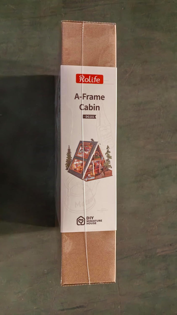 Rolife Puppenhaus A-Frame Cabin Holzmodell Natürliches Heilendes Puppenhaus Märchenwald Hütte Therap