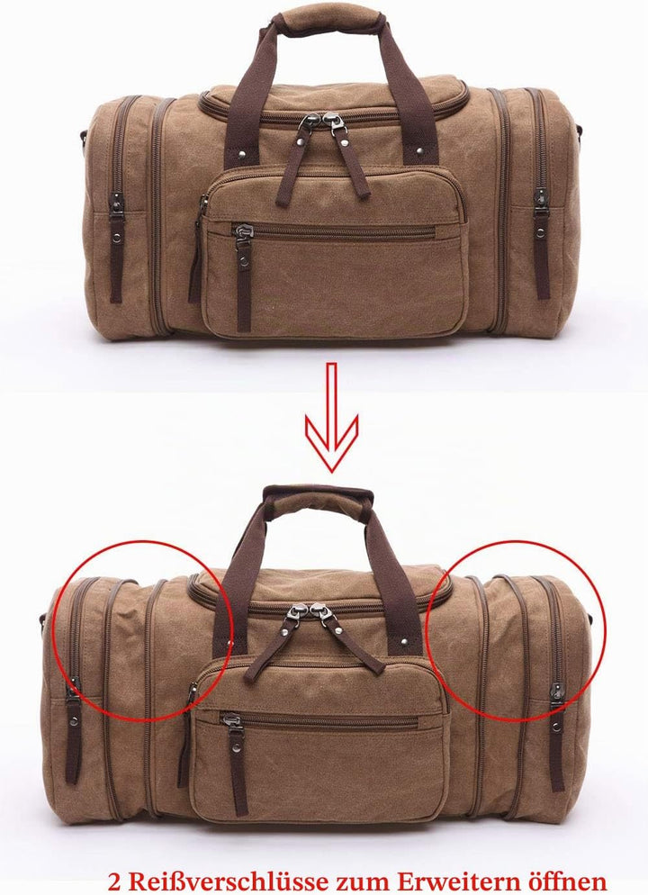 WTiger Reisetasche, gross 40 l 50 l erweiterbare Segeltuch-Reisetasche, Unisex-Reisetaschen, Wochene