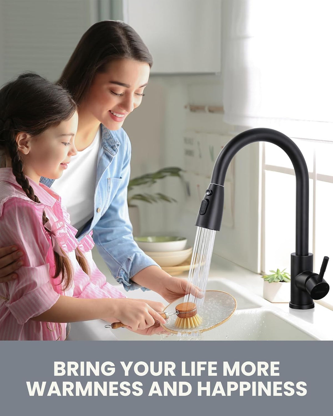 ARCORA Wasserhahn Küche, Hochdruck Küchenarmatur Ausziehbar aus Edelstahl mit M24 Aerator Wasserspar