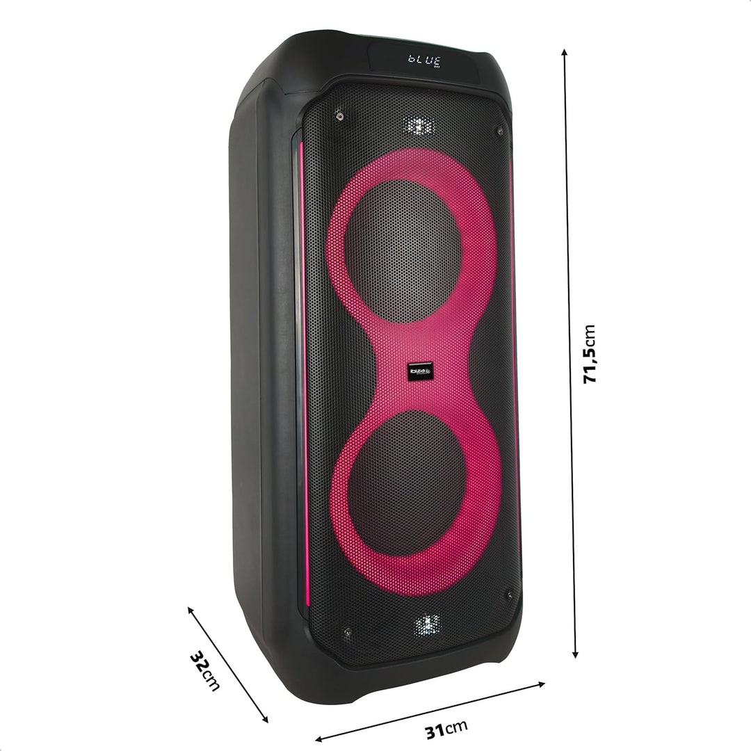 Ibiza - COLUMBA800 - Leistungsstarker 2x8/20cm Akku-Lautsprecher - Bluetooth, Micro-SD, USB, Aux, 2